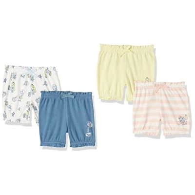 Image of Amazon Essentials Disney Marvel Star Wars Princess Baby Girls&#039; Bloomer Shorts, Pack of 4, Alice Tea Party, 0 Months