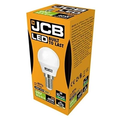 Image of JCB 6w LED E14 Golf Ball Bulbs Small Edison Screw, 40w Incandescent Bulb Equivalent, 470lm, Warm White 3000k , Non Dimmable, Screw Light Bulbs, 220 240v