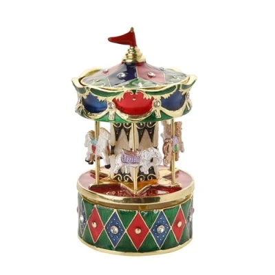Image of Widdop Stratton Musical Trinket Box by Treasured Trinkets Carousel Design Jewellery Storage Organiser Ornament Gift for Mum Her Mother&#039;s Day Birthday Loved One Present