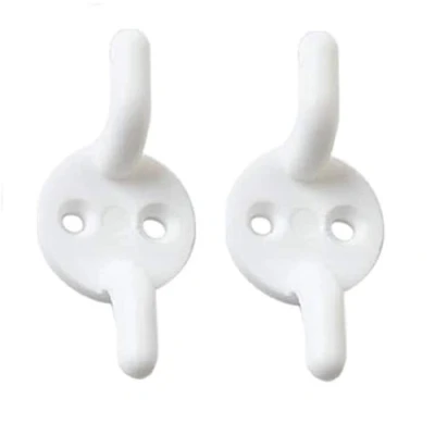 Image of Merriway® BH01554 (2 Pcs) Rope Cord Cleat Hooks, 50mm inch) Plastic White Pack of 2 Pieces