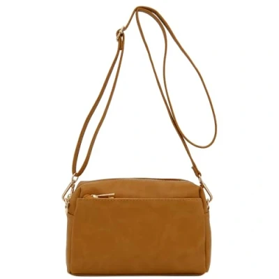Image of FashionPuzzle Triple Zip Small Crossbody Bag, Dark Mustard, One Size