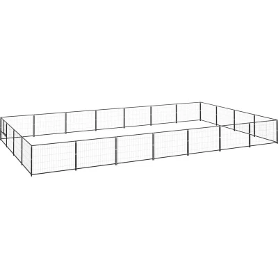 Image of vidaXL Dog Kennel Black 28 m² Steel