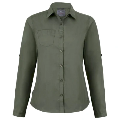 Image of Craghoppers Womens/Ladies Expert Kiwi Long Sleeved Shirt (Dark Cedar Green) Size 8 UK