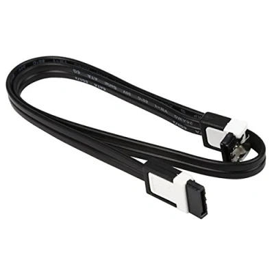 Image of meeboo 1x SATA cable 40 cm black straight angled with clip compatible up to S ATA/600 Serial ATA 1.5GBs/3GBs/6GBs (downward compatible)