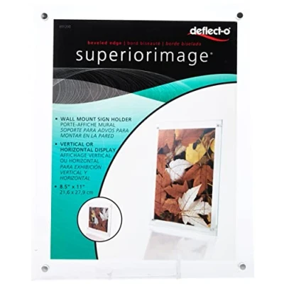 Image of Deflecto Sign or Menu Display Holder Wall mounted Bevelled Edge Acrylic 216x279mm Ref 691290