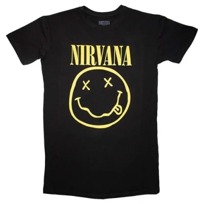 Image of Nirvana Yellow Grunge Face T Shirt Dress S