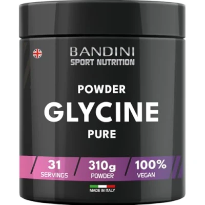 Image of Bandini® Glycine Powder 100% Vegan, Pure, crystalline Collagen Synthesis for Skin and Joints Sleep aid No additives, Laboratory Tested with Measuring Spoon 310 g Vegan