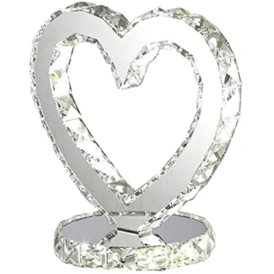Image of Table Lamps Creative Heart Shaped Crystal Lamp, Modern LED Adjustable Bedside European Style Bedroom Living Room Lamp Night Light,18W Desk Reading Lamp(White Light)