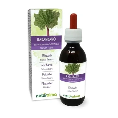 Image of Rhubarb (Rheum palmatum or Rheum officinale) Roots and rhizomes Alcohol Free Mother Tincture Naturalma Liquid Extract Drops 120 ml Food Supplement Vegan