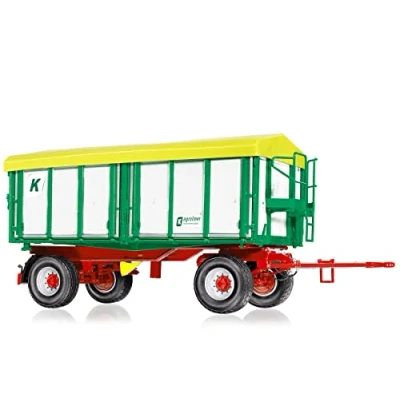Image of Wiking 077866 Kröger HDK 302 Two Axle Three Way Tilt Trailer Model, 1:32, Metal/Plastic, from 14 Years, Many Functions, Removable Roof, Sides and Rear Function, White