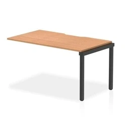 Image of Evolve Plus 1400mm Single Row Bench Desk Ext Kit Oak Top Black Frame