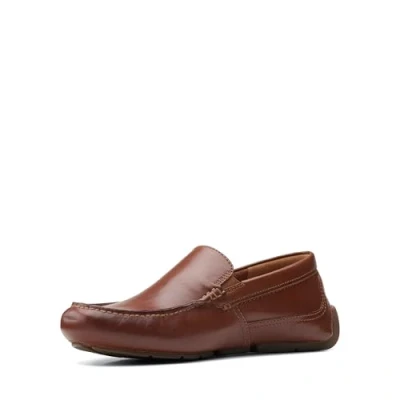 Image of Clarks Men&#039;s Markman Plain Moccasin, Dark Tan Leather, 9 UK Narrow