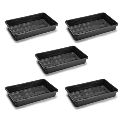 Image of EarlyGrow MPL50041/A/S/5 Heavy Duty Medium Seed or Gravel Tray 38 x 24 6 Centimetres Pack of 5 Black