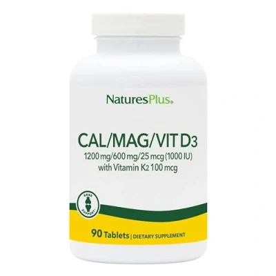 Image of NaturesPlus Calcium, Magnesium, VIT D3 with K2 Bone Supplement Vitamin and Vegan, Gluten Free 90 Tablets