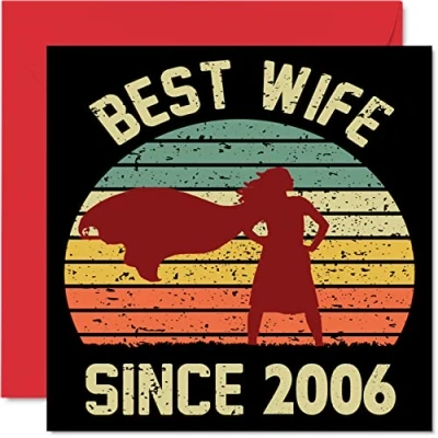 Image of 18th Anniversary Card for Wife from Husband Best Since 2006 I Love You Gifts, Happy Wedding Cards Partner, 145mm x Greeting Eighteenth Anniversaries