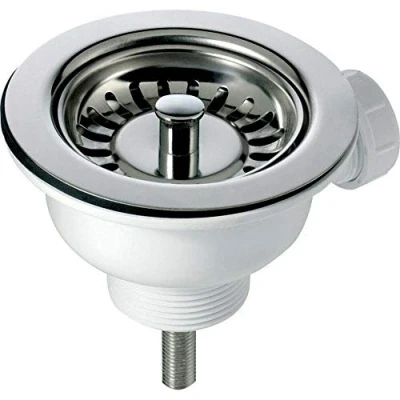 Image of 90mm Chrome Basket Strainer Waste for Astini, RAK, Rangemaster Ceramic Sink