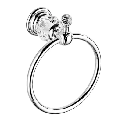 Image of Chrome Towel Ring Holder, Silver Crystal Bar Bathroom Hardware