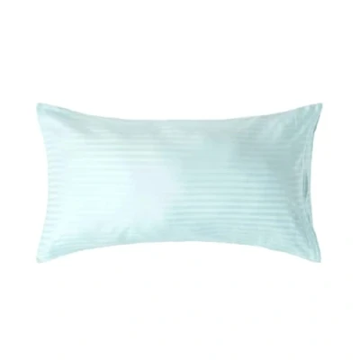 Image of HOMESCAPES Blue Pure Egyptian Cotton King Size Pillowcase 330 TC 500 Thread Count Percale Equivalent Satin Stripe Housewife Pillow Case Pack of 2