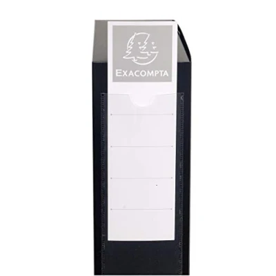 Image of Exacompta Ref 59831E Plastic Filing Box 250 x 330mm in Size, Suitable for Holding A4 Documents, 8cm Spine, 2 Spine Labels &amp; Finger Holes Black
