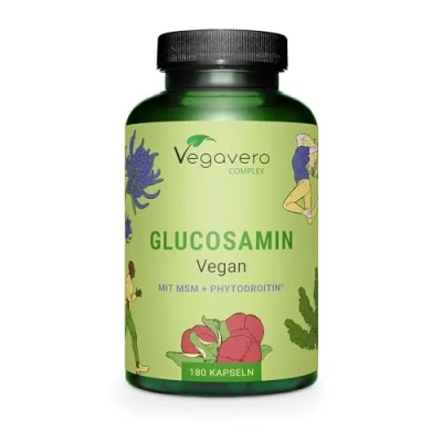 Image of Vegavero Vegan Glucosamine Complex with Chondroitin, MSM, Devil&#039;s Claw and VIT C NO Additives, Lab Tested Joint Pain Relief 180 Capsules