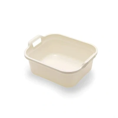 Image of Addis 517937 Large Rectangular 10 litre Washing up bowl with handles, Linen Cream, 39 x 32 14 cm
