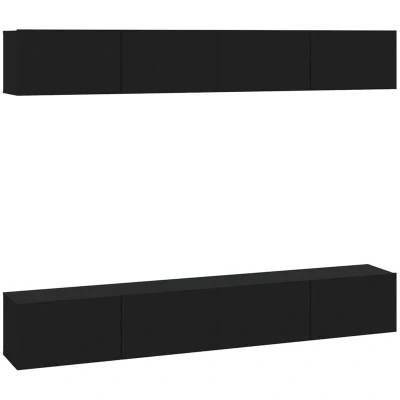 Image of vidaXL Wall TV Cabinets 4 pcs Black 100x30x30 cm