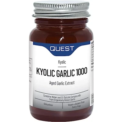 Image of Quest Kyolic Garlic 45 Tablets 1000mg High Strength Odourless Aged Extract For Heart, Liver &amp; Immune Function. Daily Supplement, Improve Circulation, Detox Immunity (Pack of 1)