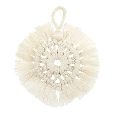 Image of Trimits Make Your Own Macramé Kit, Festive Cream Wreath,10 x 10cm