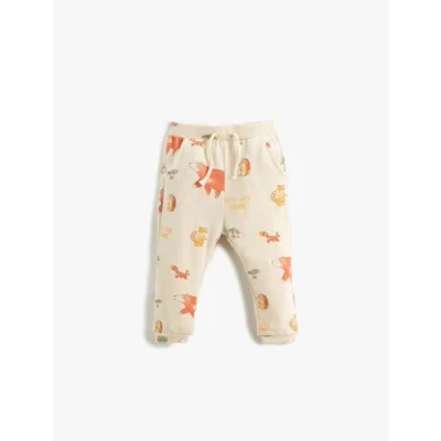 Image of Koton Babyboys Soft Touch Jogger Sweatpants Pocket Detail Drawstring Sweatpants, Ecru Design(0D1),