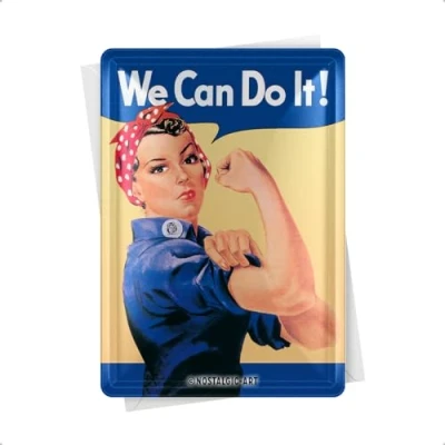 Image of Nostalgic Art We Can Do It Gift Idea for Diner Fans, Postcard, Mini tin Sign in Vintage Design, 10 x 14 cm