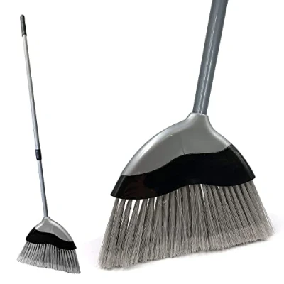 Image of Telescopic Indoor Sweeping Broom Soft Angled Slim Floor Corn Brush Perfect Bristle Sweeper Cleans Laminate Wood Tile Kitchen Flooring