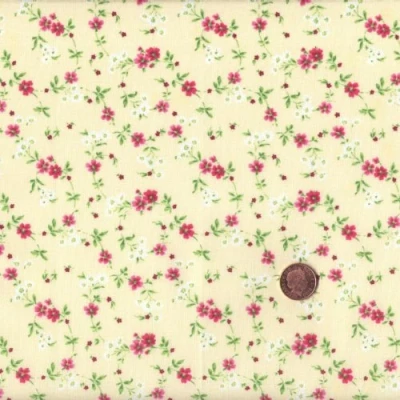 Image of Textiles français Red mini Floral Design (Floral) French Fabric Cotton 140CM / 55&quot; Wide. Per Half Metre