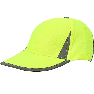 Image of Adults Hi Vis Work Wear Baseball Cap Reflective Trim Hat Unisex Summer Sunscreen Mens High Visibility Safety Outdoor Utility Breathable Hats (Yellow One Size)