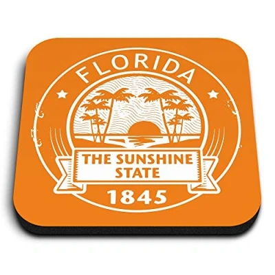 Image of 1 x Square MDF Fridge Magnet Florida USA The Sunshine State Miami 5549