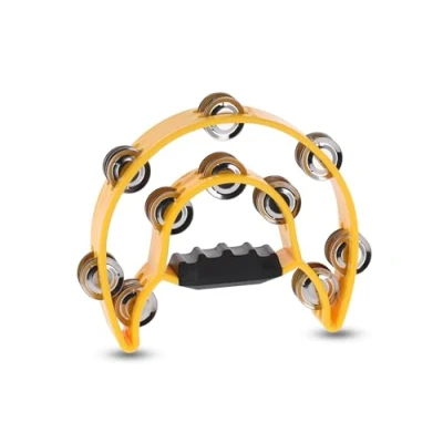 Image of GEWA jingle wreath half moon 20 pairs of chrome plated jingles double row color yellow