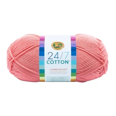 Image of Lion Brand Yarn Company Cotton Yarn, 100 Percent Cotton, Pink
