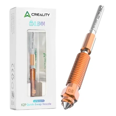 Image of Creality Offcial K2 Plus Nozzle 0.8mm, 3D Printer Accessory Part, Original Unicorn Quick Swap with Titanium Alloy Throat, Copper and Hardened Steel for Plus/Creality Hi Combo
