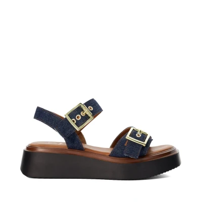Image of Dune Ladies LOELLS Casual Flatform Sandals Size UK 6 Wedge Heel Navy