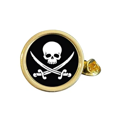Image of Swashbuckling Pirate Award Gold Plated Domed Lapel Pin Badge in Bag