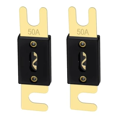 Image of Heschen ANL Fuse 50 Amp for Car Vehicles Audio System Sheet Gold Tone &amp; Black 2 Pack