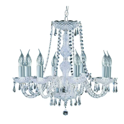 Image of Searchlight 8 bulb Hale crystal chandelier