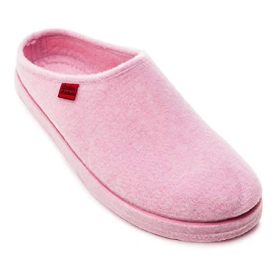 Image of Andrés Machado Unisex Home Slippers for Men &amp; Women Warm Winter Sliders AM001 Made of Felt Anti Slip Rubber Outsole Pink Size 8 UK Men/8.5 Women/EU 44