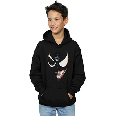 Image of Marvel Boys Venom Split Face Hoodie Black 5 6 Years