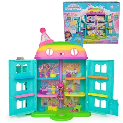 Image of Gabby&#039;s Dollhouse, 15 Pc Celebration 25 Inches Tall, with Toy Figures, Doll House Furniture &amp; 10 Sounds, Kids Toys for Girls Boys Ages 3+