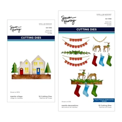 Image of Spellbinders Mantle Village and Decorations Etched Dies Bundle from The Timeless Trees Collection by Simon Hurley