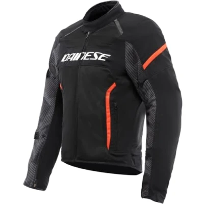 Image of DAINESE Air Frame 3 Tex Jacket, Summer Motorcycle Jacket with Detachable Windproof Lining, Man, Black/Black/Red Fluo, 58