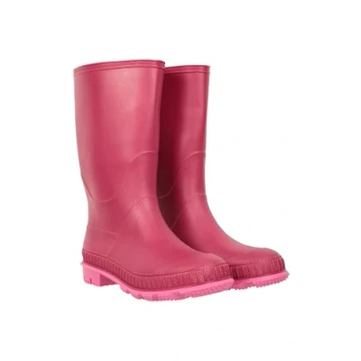 Image of Mountain Warehouse Plain Kids Wellies Waterproof, Soft Jersey Lined Wellington Boots with Gripped Sole for Boys &amp; Girls Spring Summer, Rain, School, Outdoors Berry Shoe Size 1 UK