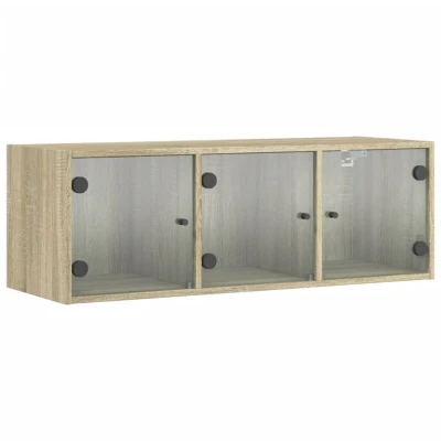 Image of vidaXL Wall Cabinet with Glass Doors Sonoma Oak 102x37x35 cm