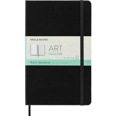 Image of Moleskine 13 x 21 cm Large Art Collection Music Notebook with Hard Cover and Elastic Closure, Paper Suitable for Pens, Pencils Fountain Black, 192 Pages