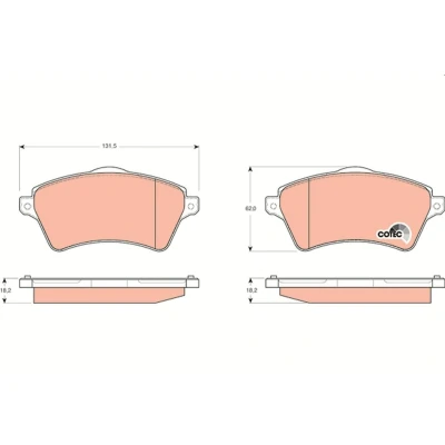 Image of LR021899, SFP000010, SFP000020, SFP500100 brake pad set TRW COTEC GDB1473 not prepared for wear indicator with caliper screws accessories